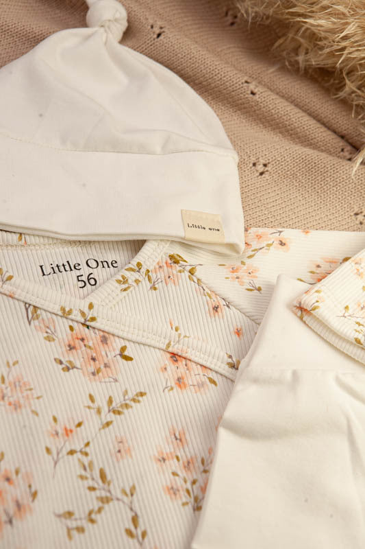 Overslag shirtje baby rib flowers