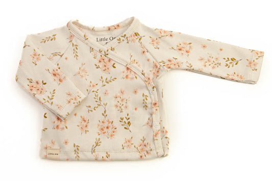 Overslag shirtje baby rib flowers
