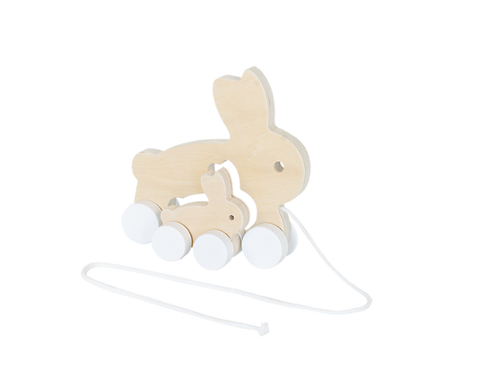 Eco friendly wooden rabbit pulltoy