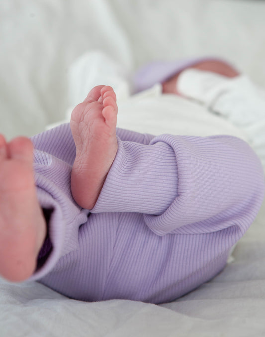 Broekje baby rib lila
