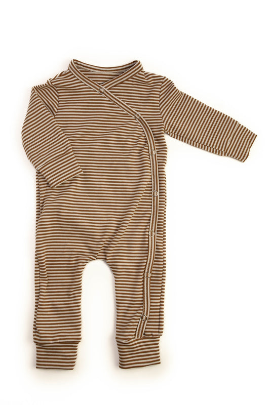 Mokka-Streifen-Strampelanzug