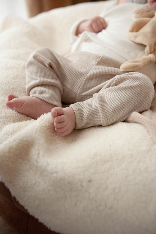 Broekje baby rib beige melange