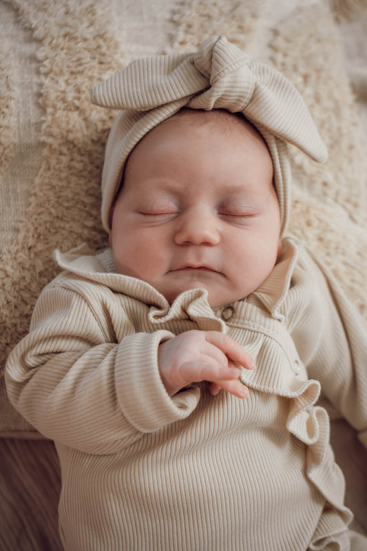 Haarbandje baby rib beige