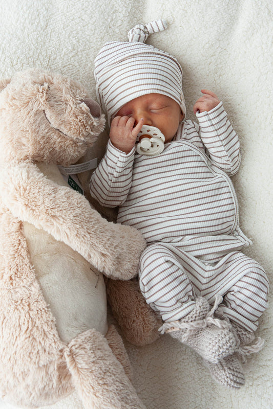 Overslag shirtje baby rib karamel stripes