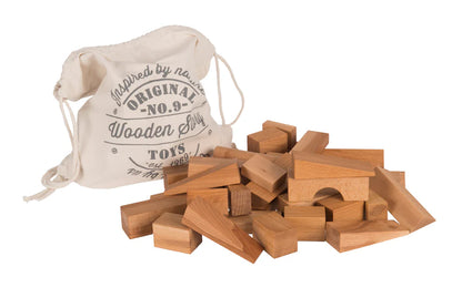 Houten blokken in zak XL - 30 stuks