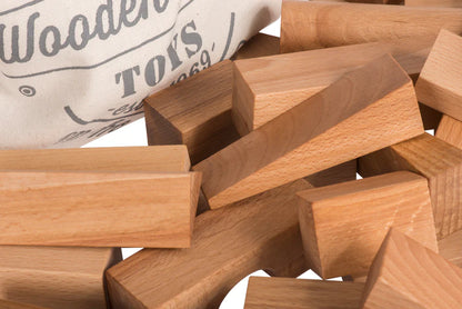 Houten blokken in zak XL - 30 stuks