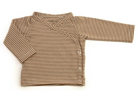 Wrap shirt mocha stripes