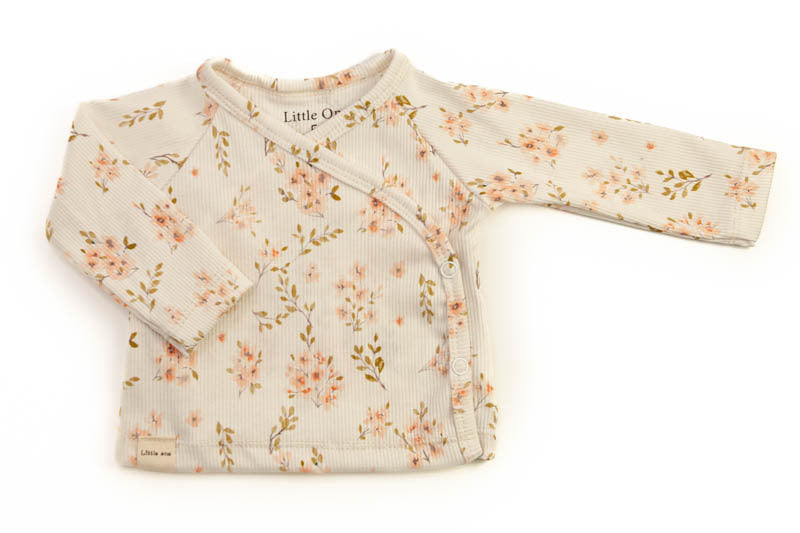 Baby rib flower wrap shirt
