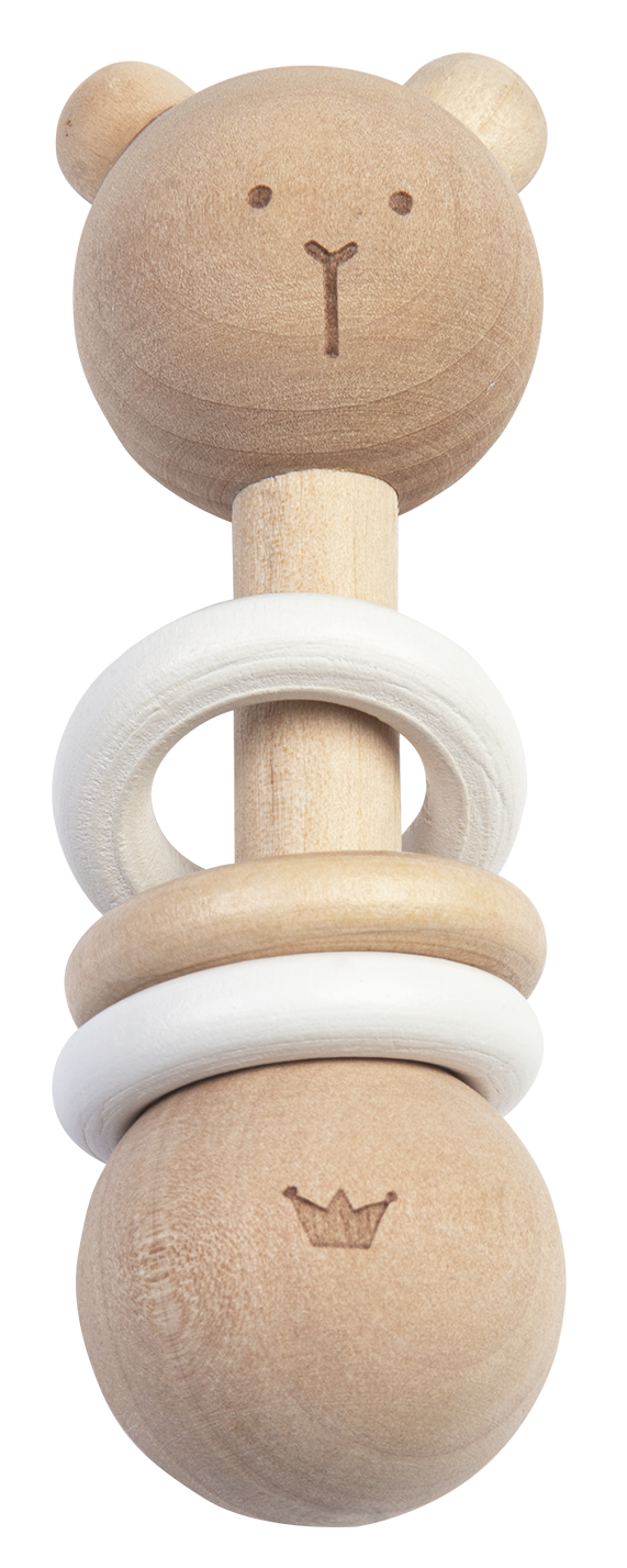 Eco-friendly wooden bear rattle