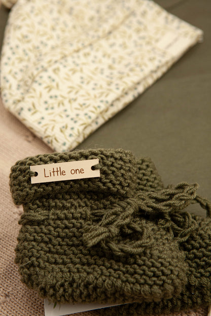 Merino wollen slofjes moss groen