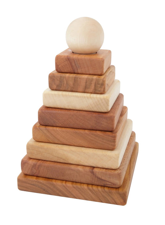 Wooden stacking tower square - Montessori - wooden toys