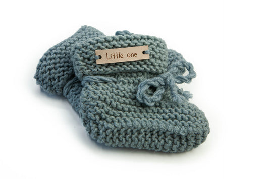 Merino wollen slofjes zeeblauw