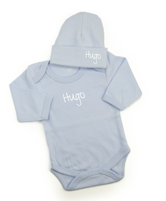 Personalized romper set baby blue