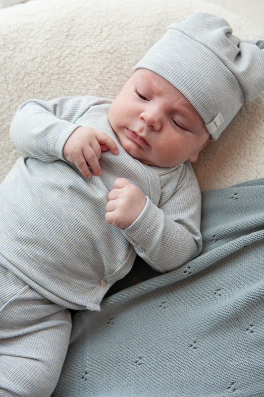 Baby ribbed wrap shirt blue/melange