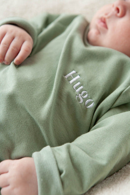 Pullover staubgrün personalisiert