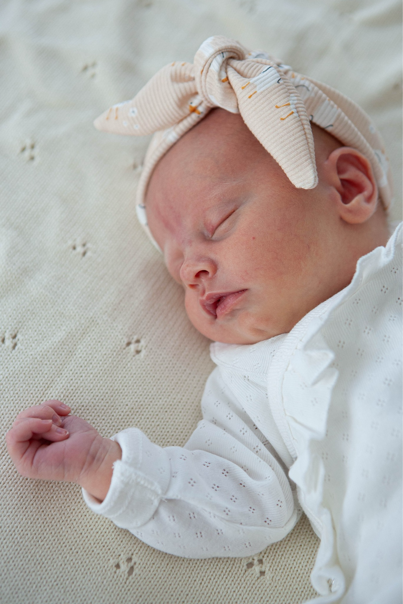 Cotton blanket knitted Natural Openwork