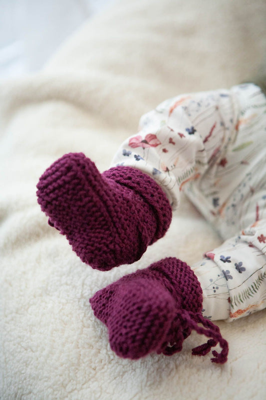 Merino wool slippers wine red