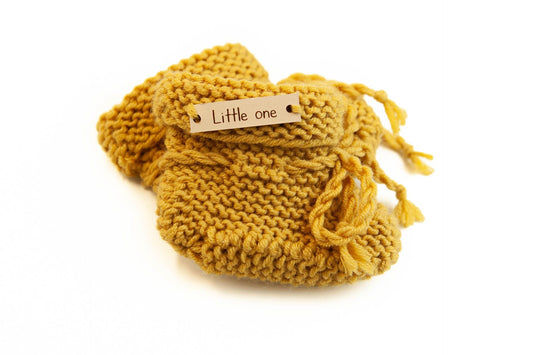 Merino wollen slofjes mosterdgeel