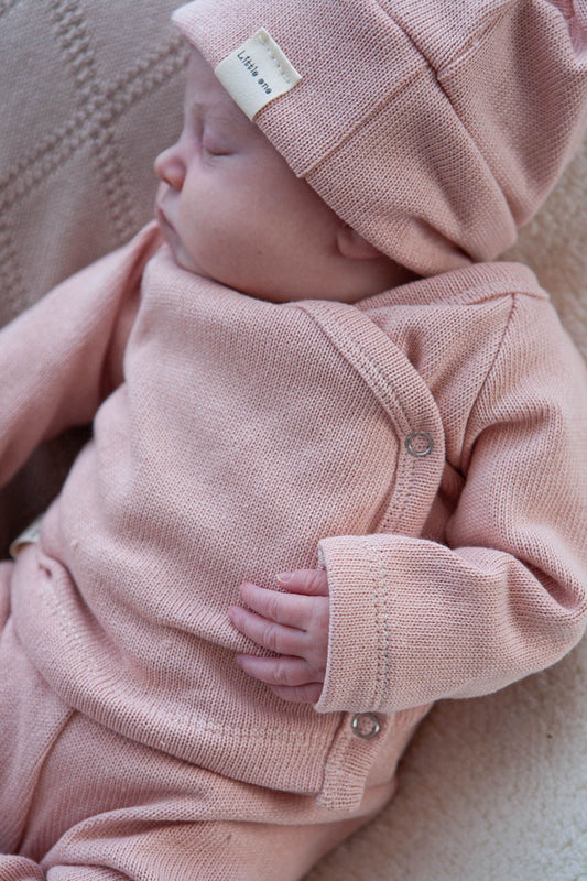 Wrap shirt knitted cotton pink
