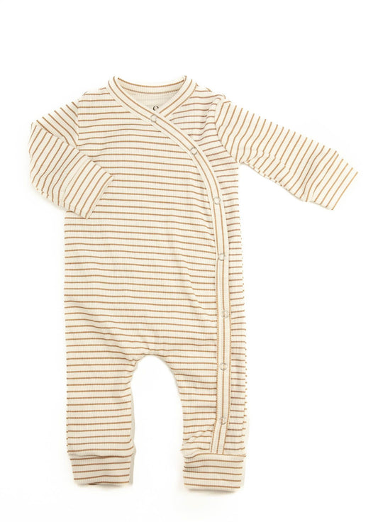 Baby romper rib caramel stripes