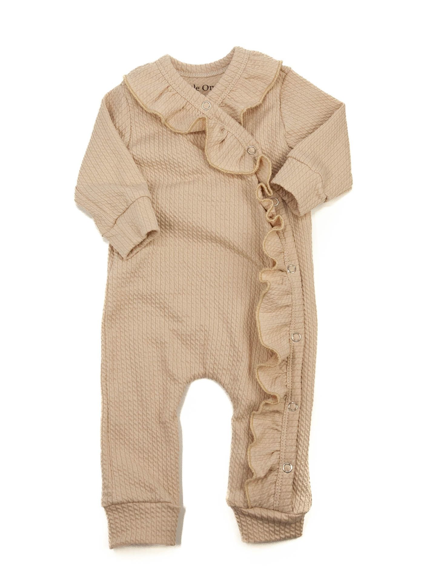 Ruffled cable romper natural