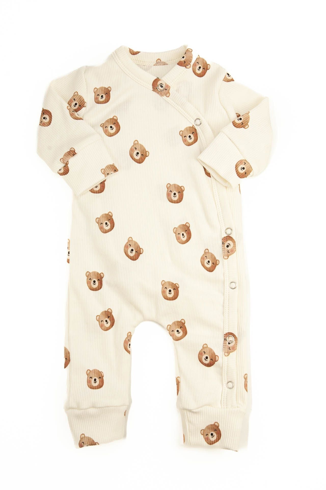 Baby romper with ribbed bear heads