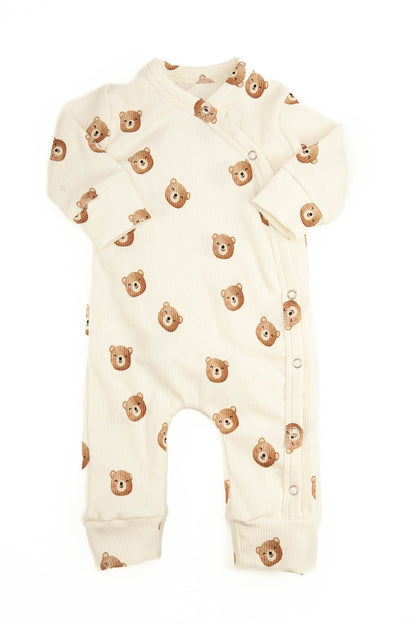 Baby romper with ribbed bear heads