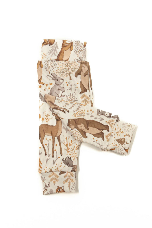 Baby pants rib forest animals