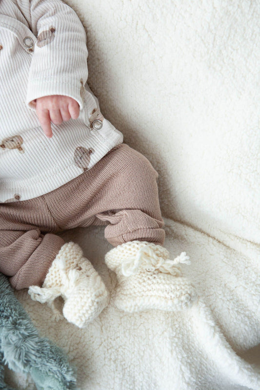 Knitted cotton pants, dark beige