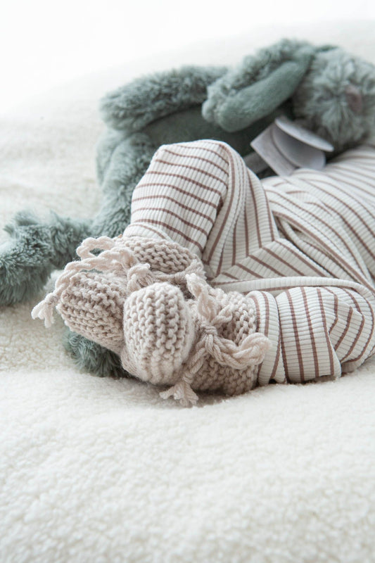 Baby pants ribbed caramel stripes