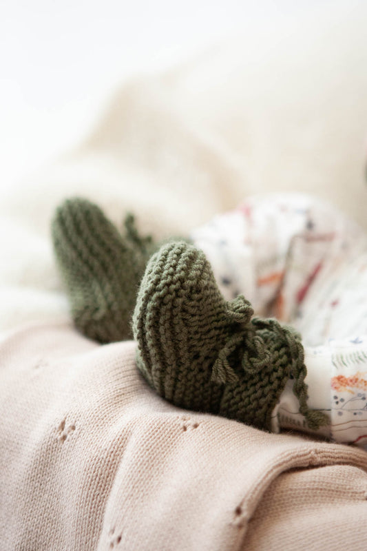 Merino wollen slofjes moss groen