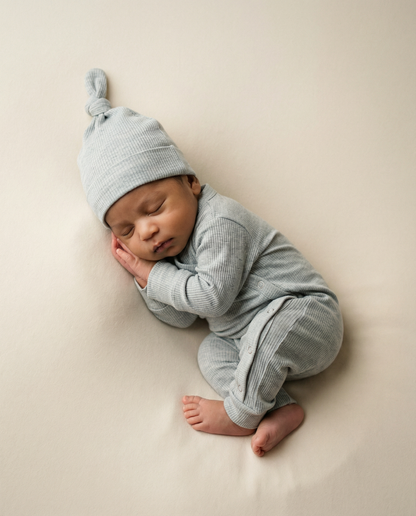 Babymütze Ripp blau/melange