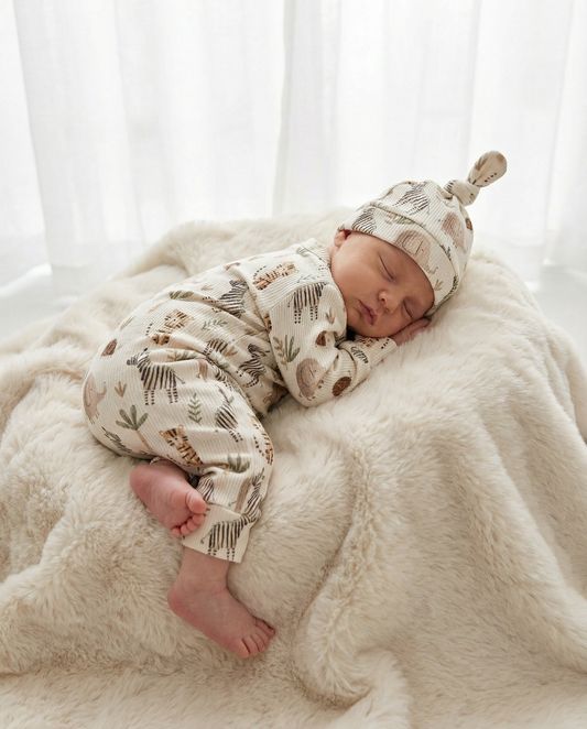 Mütze aus Babyripp mit Schleifen