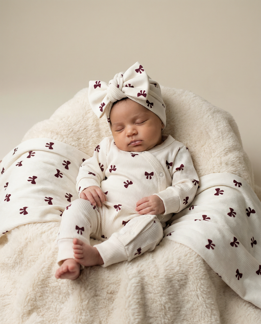 Babystrampler mit Rippschleifen
