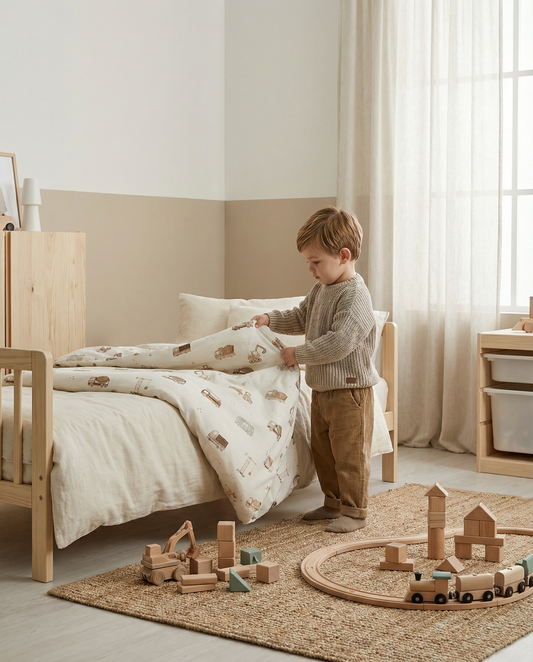 Peuter dekbed overtrek bouwmachines