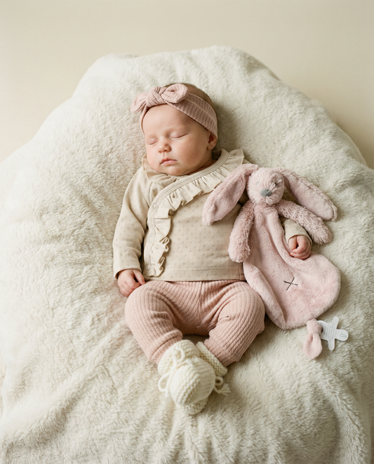 Overslag shirtje ruffel ajour beige naturel