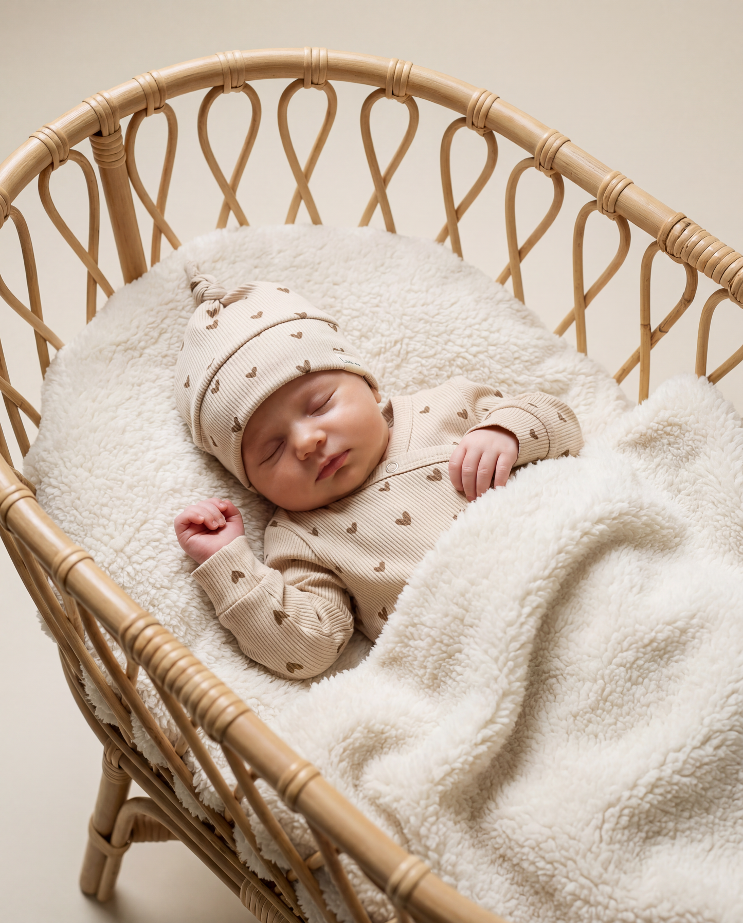 Babystrampler Rippherzen Sand