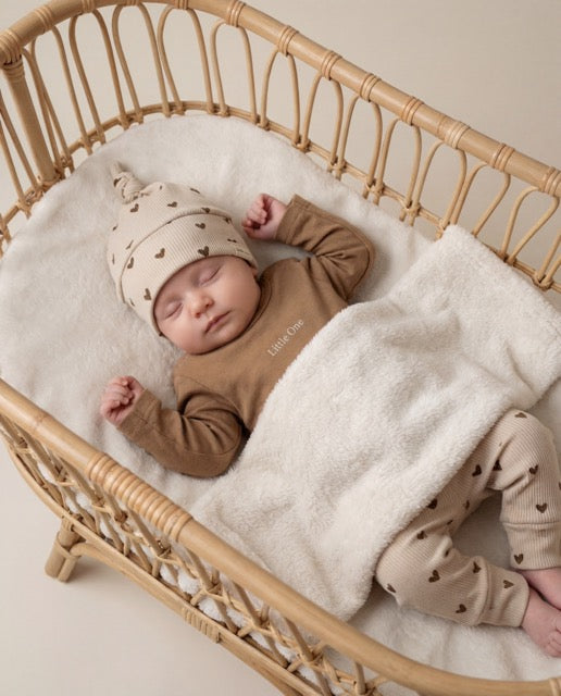 Mutsje baby rib hartjes sand