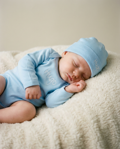 Personalized romper set baby blue