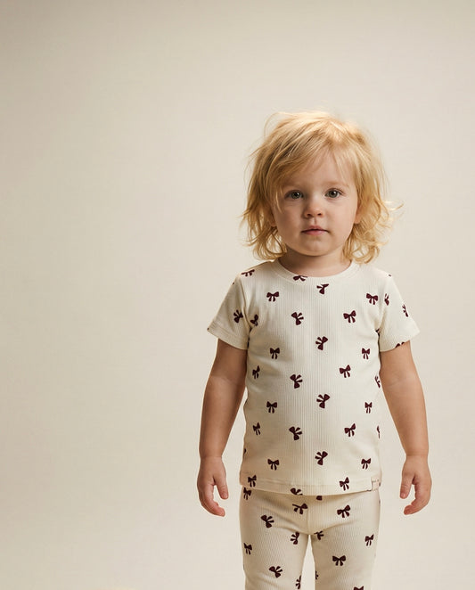 T-Shirt aus Babyripp mit Schleifen