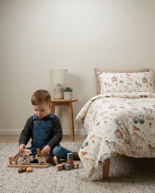 Peuter dekbed overtrek boerderij dieren